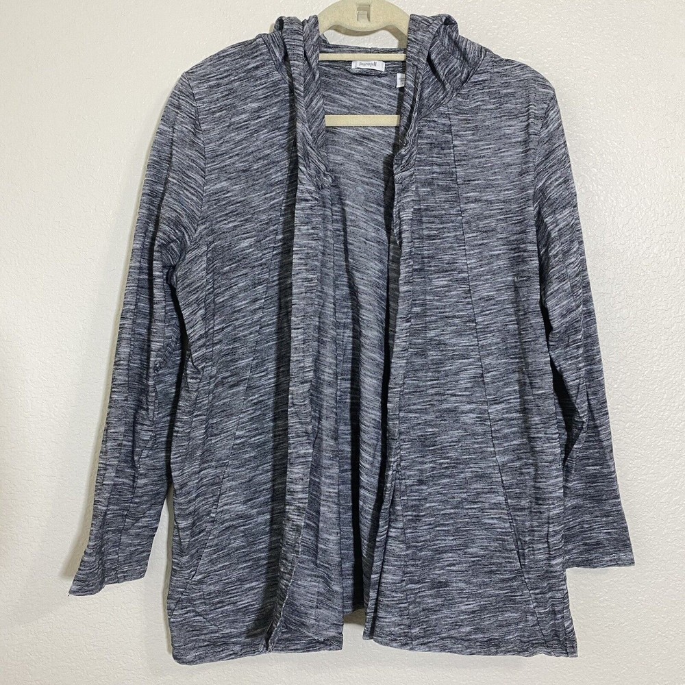 Pure Jill J Jill Cardigan Size Large Cotton Open Front Hoodie Stripes
